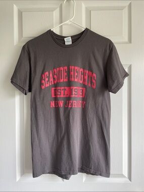 Seaside Heights New Jersey Gray Tee with Red Graphic - Unisex
